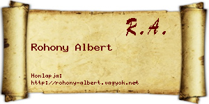 Rohony Albert névjegykártya